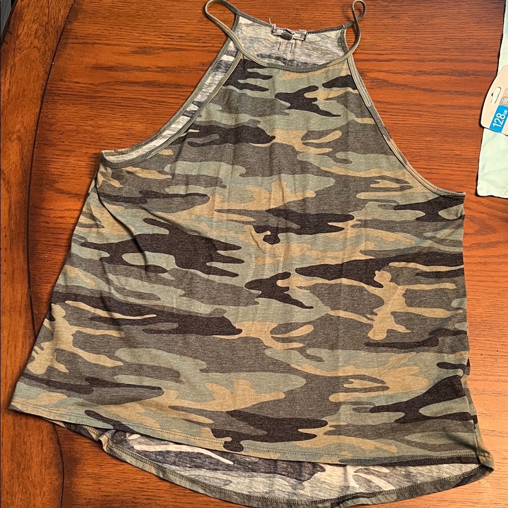 Billabong Camo Print Halter Tank Top